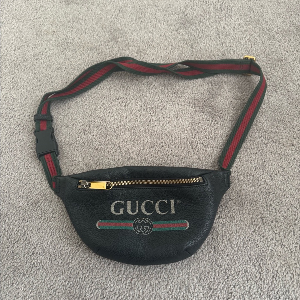 Gucci Black Belt Bag with Adjustable Strap and Logo